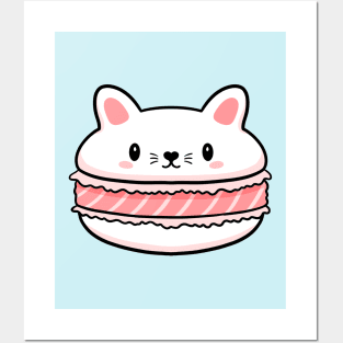 Cat Macaron Kawaii Frech Dessert Posters and Art